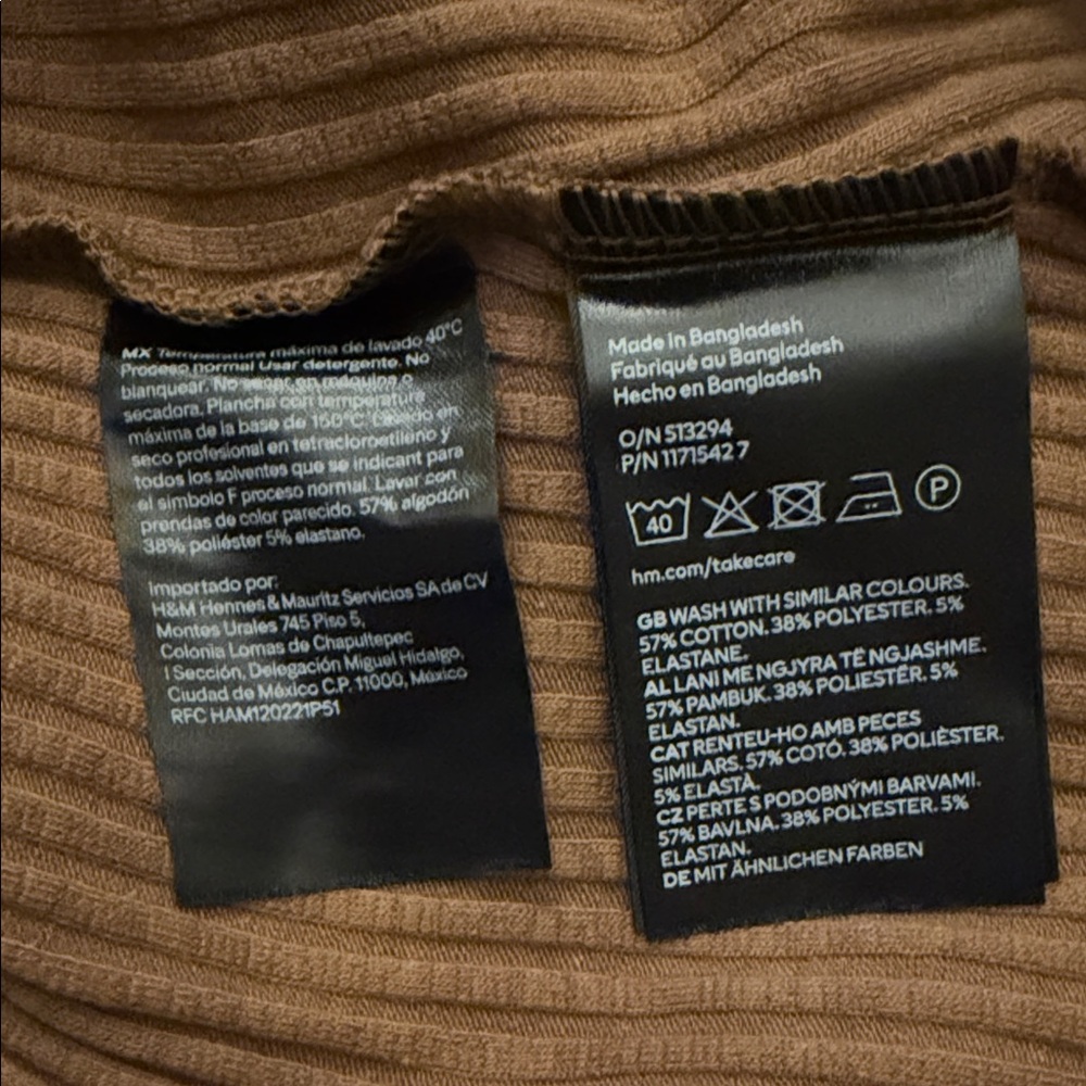 H&M Ribbed Short Sleeve Bodysuit - Brown - Picture 6 of 6